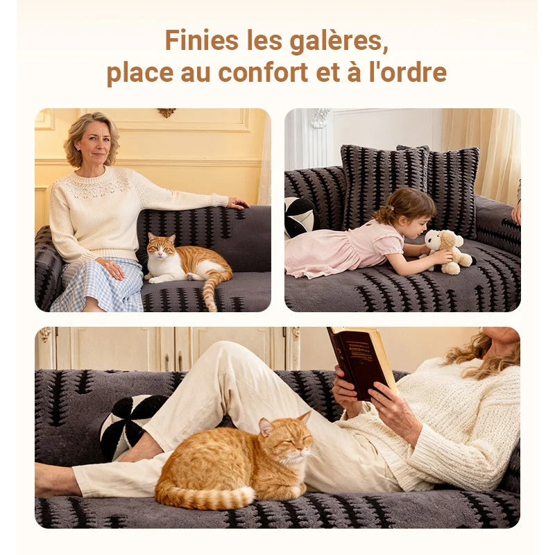 Housse de canapé en peluche douce et antidérapante